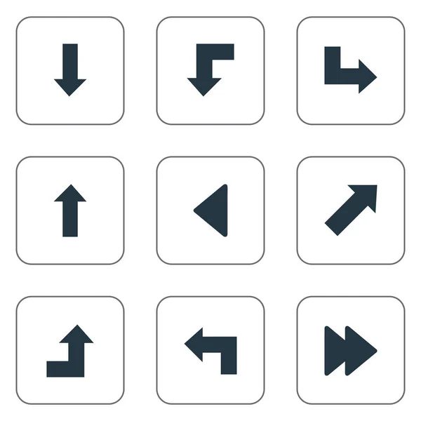 Vector Illustration Set Of Simple Cursor Icons. Elements Pointer, Downwards Pointing, Pointer And Other Synonyms Right, Increasing And Ahead. — Stock Vector