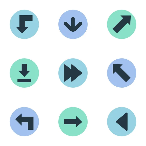 Illustrazione vettoriale Set di icone semplici cursore. Indicatore di elementi, puntatore, puntatore e altre direzioni sinonimi, avanti e riduzione . — Vettoriale Stock