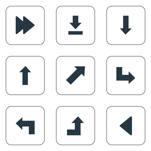 Illustration vectorielle Ensemble d'icônes simples de curseur. Éléments gauche point de repère, pointeur, pointeur Synonymes vers le bas, croissant et croissant . — Image vectorielle