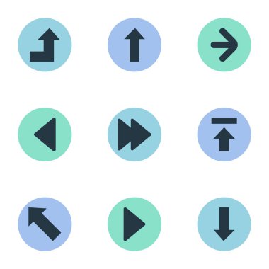 Vektör çizim basit oklar simgeler kümesi. Öğeleri sol Landmark, Transfer, artan eşanlamlıları ileri, büyüyen ve Upload.