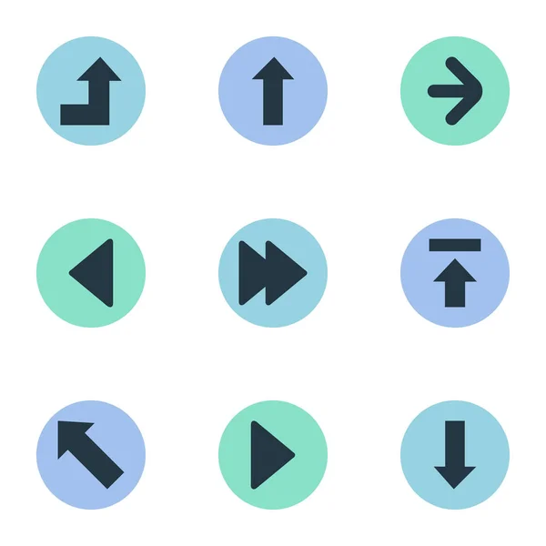 Illustrazione vettoriale Set di semplici frecce icone. Elementi di sinistra Punto di riferimento, Trasferimento, Aumentare Sinonimi Avanzate, Crescere e Caricare . — Vettoriale Stock