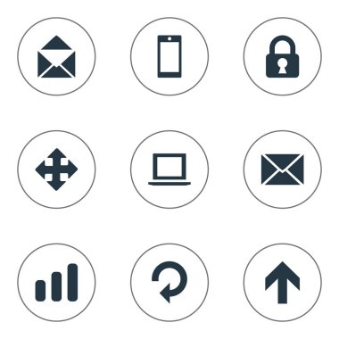 Vektör çizim basit Apps simgeler kümesi. Öğeleri Smartphone, zarf, oklar ve diğer eş kapalı, davet ve yeniden yükle.