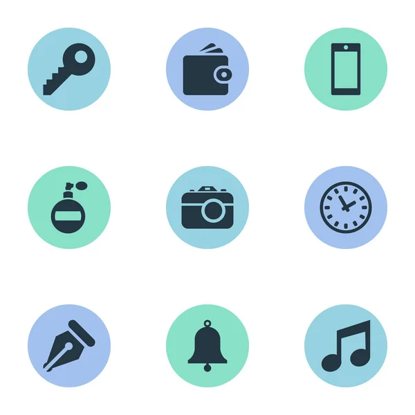 Vector Illustration Set Of Simple Accessories Icons. Elements Ring, Fragrance, Music And Other Synonyms Bell, Photographing And Fragrance. — Stock Vector