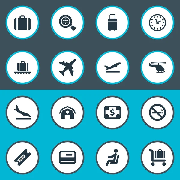 Vektor Illustration uppsättning enkel transport ikoner. Delar bagage vagn, säte, Garage och andra synonymer vagn, kredit och jord. — Stock vektor