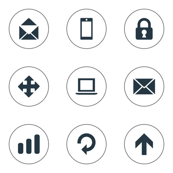 Vektör çizim basit Apps simgeler kümesi. Öğeleri Smartphone, zarf, oklar ve diğer eş kapalı, davet ve yeniden yükle. — Stok Vektör
