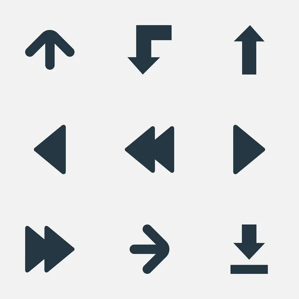 Illustration vectorielle Ensemble d'icônes de pointeur simples. Éléments Direction ascendante, Descendre, Synonymes de repère à droite Déclin, droite et direction . — Image vectorielle