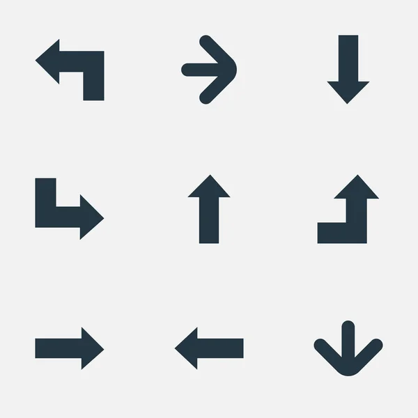 Illustration vectorielle Ensemble d'icônes Indicateur simple. Éléments Direction ascendante, direction droite, pointeur et autres synonymes Gauche, direction et pointage . — Image vectorielle