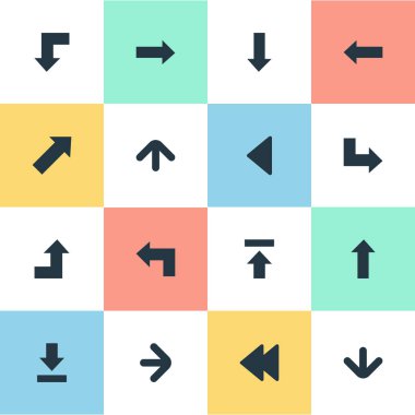 Vektör çizim basit gösterge simgeler kümesi. Artırma, azaltma, sol yön ve diğer eş yukarı, Upload ve büyüyen öğeleri.