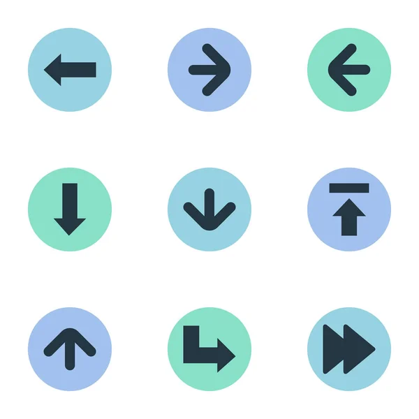 Illustration vectorielle Ensemble d'icônes flèches simples. Éléments Direction ascendante, direction droite, direction gauche et autres synonymes Vers le haut, flèche et avancé . — Image vectorielle