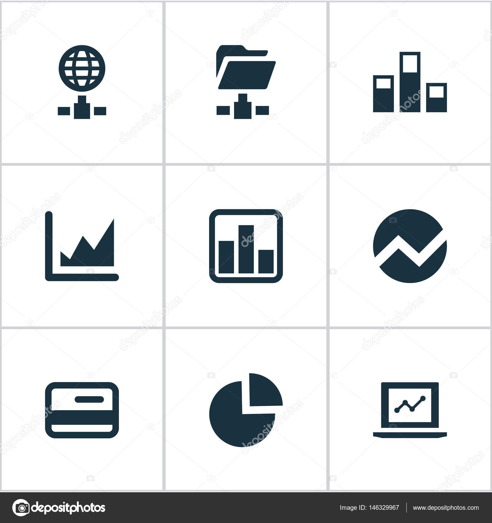 Vector Illustration Set Of Simple Data Icons Elements Statistics - vector illustration set of simple data icons elements statistics increase graph plastic money and other synonyms data folder and presentation