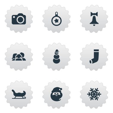 Vektör çizim basit yeni yıl simgeler kümesi. Öğeleri kar, Dekorasyon, Ağaç oyuncak ve diğer eş anlamlı Noel, taşıma ve karakter.