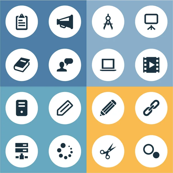 Vektor Illustration Set von einfachen Web-Icons. Elemente Systemeinheit, Kette, Tag und andere Synonyme Blaupause, Layout und Optionen. — Stockvektor