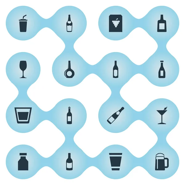 Conjunto de ilustración vectorial de iconos de agua simples. Elementos Vajilla, Vino, Licor y Otros Sinónimos Whisky, Drogas y Licor . — Vector de stock