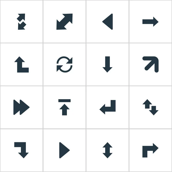 Vector Illustration Set Of Simple Indicator Icons. Elements Down Up, Right Leading Arrow, Raise-Fall And Other Synonyms Ahead, Recycle And Vertical. — Stock Vector