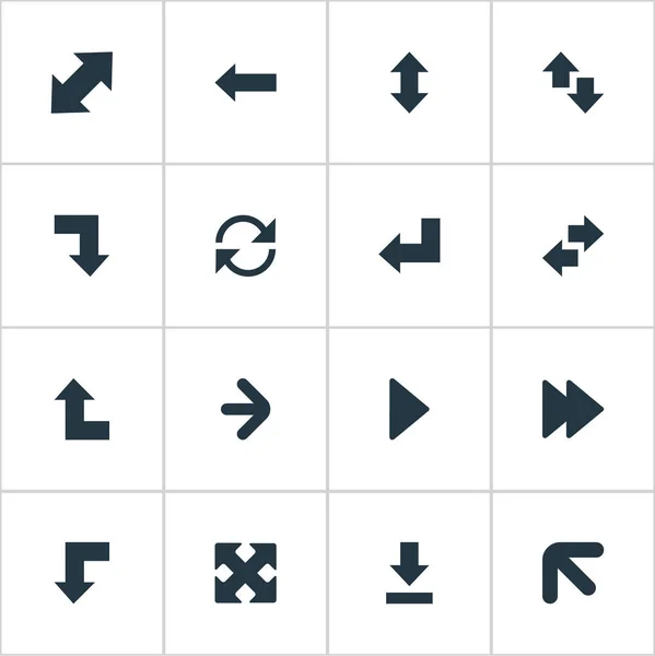 Vector Illustration Set Of Simple Cursor Icons. Elements Left Indication, Advanced, Straight-Back And Other Synonyms Ahead, Four Directions Arrows And Arrow. — Stock Vector