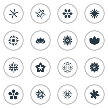 Vektör çizim basit çiçeği simgeler kümesi. Öğeleri safran, desen, papatya ve diğer eş anlamlı Crocus, Hercai Menekşe ve papatya.