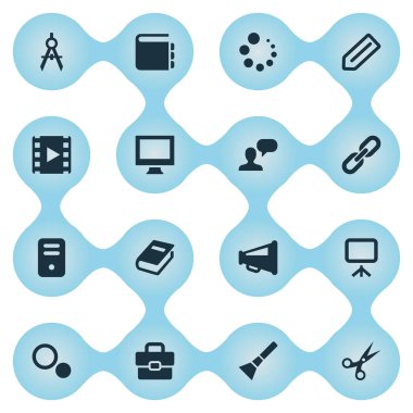 Vektör çizim basit Web simgeler kümesi. Öğeleri el fener, liste, ayarları eşanlamlıları ilerleme, Trim ve fener.