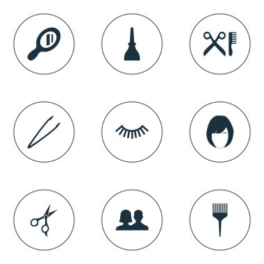 Vektör çizim basit Salon simgeler kümesi. Elements müşterileri, tırnak cilası, tarak ve diğer eş anlamlı kadın salonu ve Kuaför.