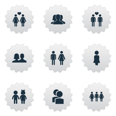 Vektör çizim basit severler simgeler kümesi. Öğeleri homoseksüel, arkadaşlar, geçiyoruz evlilik ve diğer eş anlamlı Kafadarlar, alternatif ve Sevgililer.