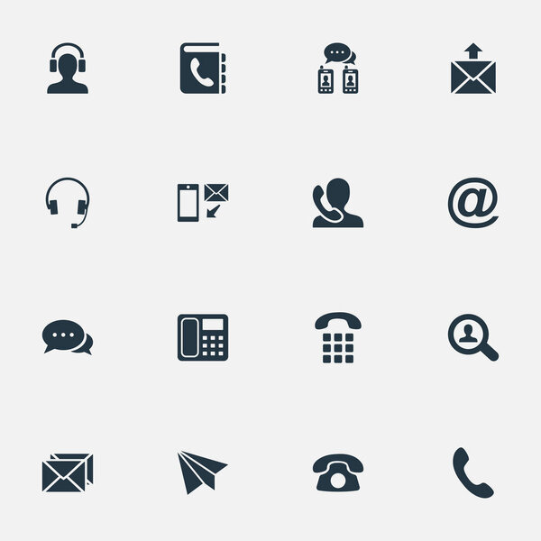 Векторный набор простых иконок. Elements Dialogue, E-Mail Symbol, Postage and Other Synonyms House, Job And earphone
.