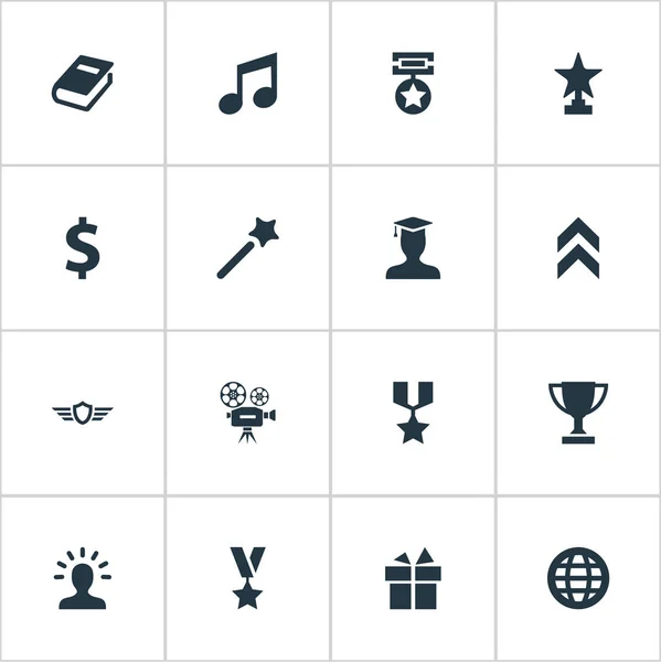 Vector Illustration Set of Simple Champion Icons (en inglés). Elementos Milagro, Trofeo, Postgrado y Otros Sinónimos Avatar, Escudo y Trofeo . — Vector de stock