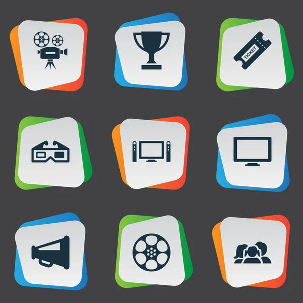 Vector Illustration Set Of Simple Cinema Icons. Elements Pass