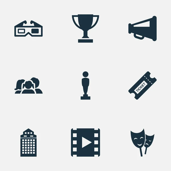 Vector Illustration Set Of Simple Cinema Icons. Elements Pass