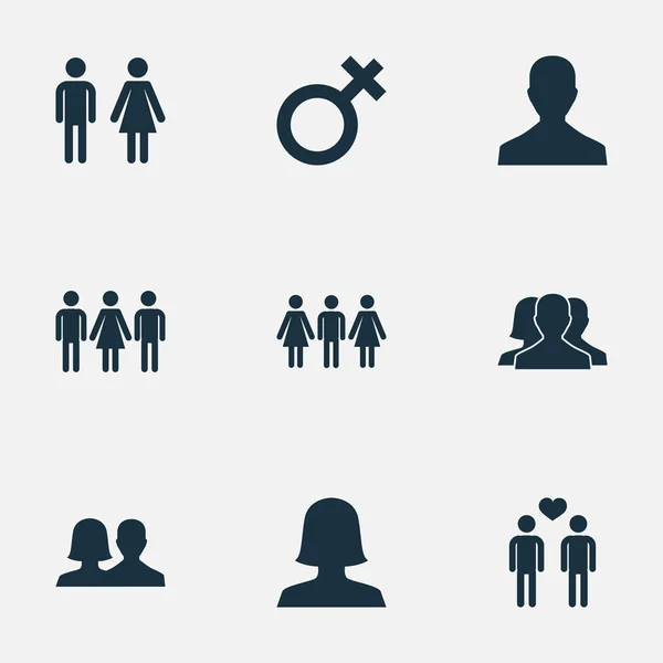 Vector Illustration Set Of Simple Lovers Icons. Elements Double, Dissolve The Marriage, Alternative And Other Synonyms Spouse, Pair And People. — Stock Vector