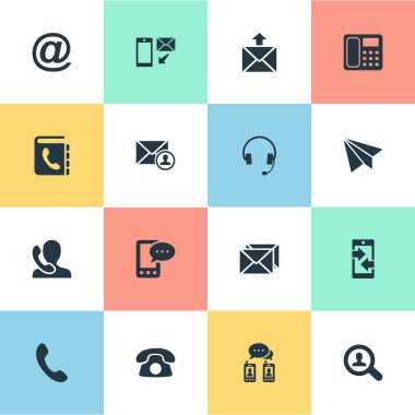 Vektör çizim Set basit simgeler bağlayın. Öğeleri posta, yazışma, e-posta simgesi ve diğer eş anlamlı kağıt, kariyer ve posta.