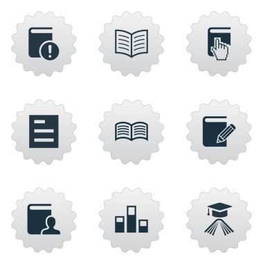 Vektör çizim basit eğitim simgeler kümesi. Öğeleri Online Eğitim, edebiyat, bilgi ve diğer eş, işaretçi ve akademik okuma.