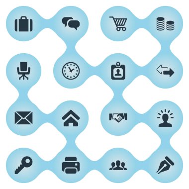 Vektör illüstrasyon iş basit simgeler kümesi. Öğeleri sabit para, uç ve diğer eş anlamlı sandalye sohbet, konumu ve dostluk.