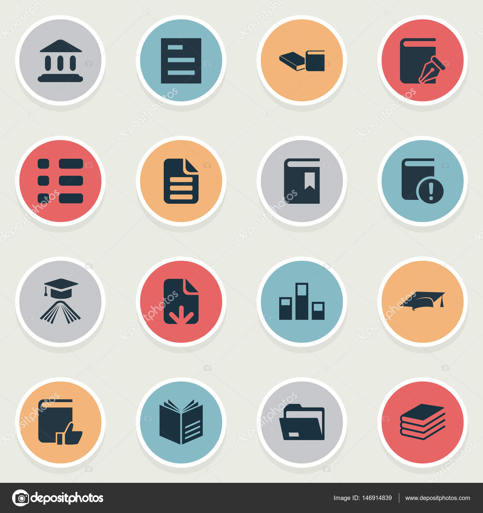 vector illustration set of simple reading icons elements cover cover letter synonyms