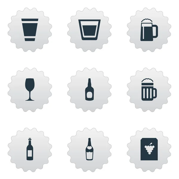 Conjunto de ilustración vectorial de iconos de agua simples. Elementos Cerveza, Whisky, Vid y Otros Sinónimos Whisky, Fruta y Vino . — Vector de stock