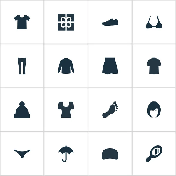 Vektor Illustration uppsättning enkla plagg ikoner. Element Ski hatt, mössa, nutid och andra synonymer Pompom, kalsonger och behå. — Stock vektor