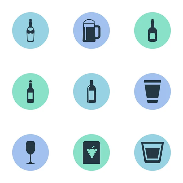 Vektor Illustration Set von einfachen Getränken Symbole. Elemente Tasse, Cognac, Gläser und andere Synonyme Gläser, Wein und Alkohol. — Stockvektor