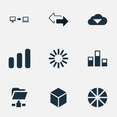 Vektör illüstrasyon iş basit simgeler kümesi. Öğeleri altıgen, pasta grafik, istatistik ve diğer eş anlamlı altıgen, ilerleme ve bulut.