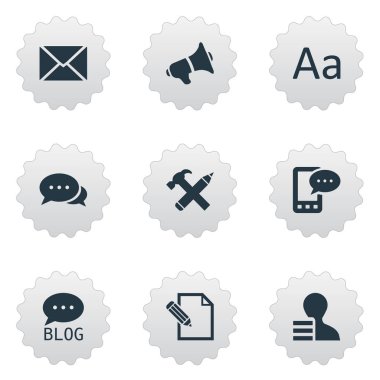 Vektör çizim basit kullanıcı simgeler kümesi. Öğeleri göndermek, E-mektup, belge ve diğer eş telefon, tartışma ve yazma.