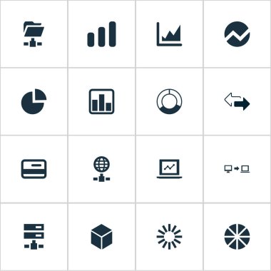 Vektör illüstrasyon iş basit simgeler kümesi. Öğeleri barındıran, dairesel diyagramı, sunum ve diğer eşanlamlı Online, grafik ve sunum.