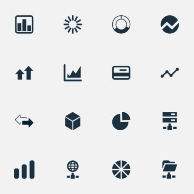 Vektör illüstrasyon iş basit simgeler kümesi. Öğeleri artırmak grafik, Ekonomi, pasta grafiği ve diğer eş anlamlı Internet daire ve yön.