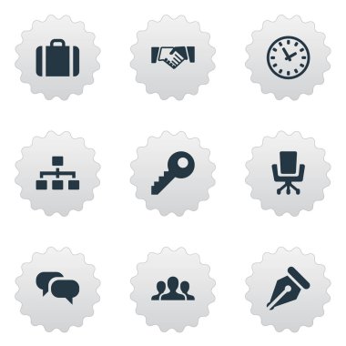 Vektör illüstrasyon iş basit simgeler kümesi. Chat yapan elemanları, ortaklık, uç ve diğer sohbet eşanlamlı, kalem ve konuşma.