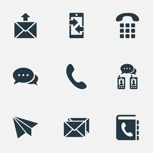 Vektor Illustration Set einfacher Kontaktsymbole. Elemente Flugzeug, Telefonzentrale, Buchung und andere Synonyme Verzeichnis, Telefon und sprechen. — Stockvektor