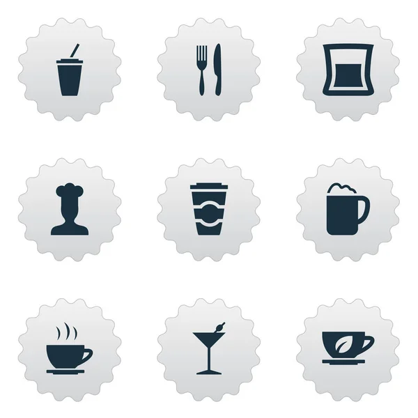 Vector Illustration Set Of Simple Cafe Icons. Elements Food Tray