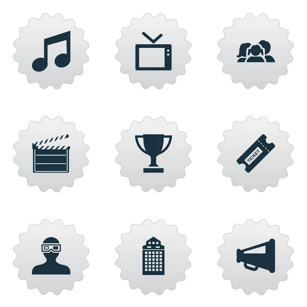 Vector Illustration Set Of Simple Movie Icons. Elements Trophy, Family, Spectator And Other Synonyms Prize, Review And Board. — Stock Vector