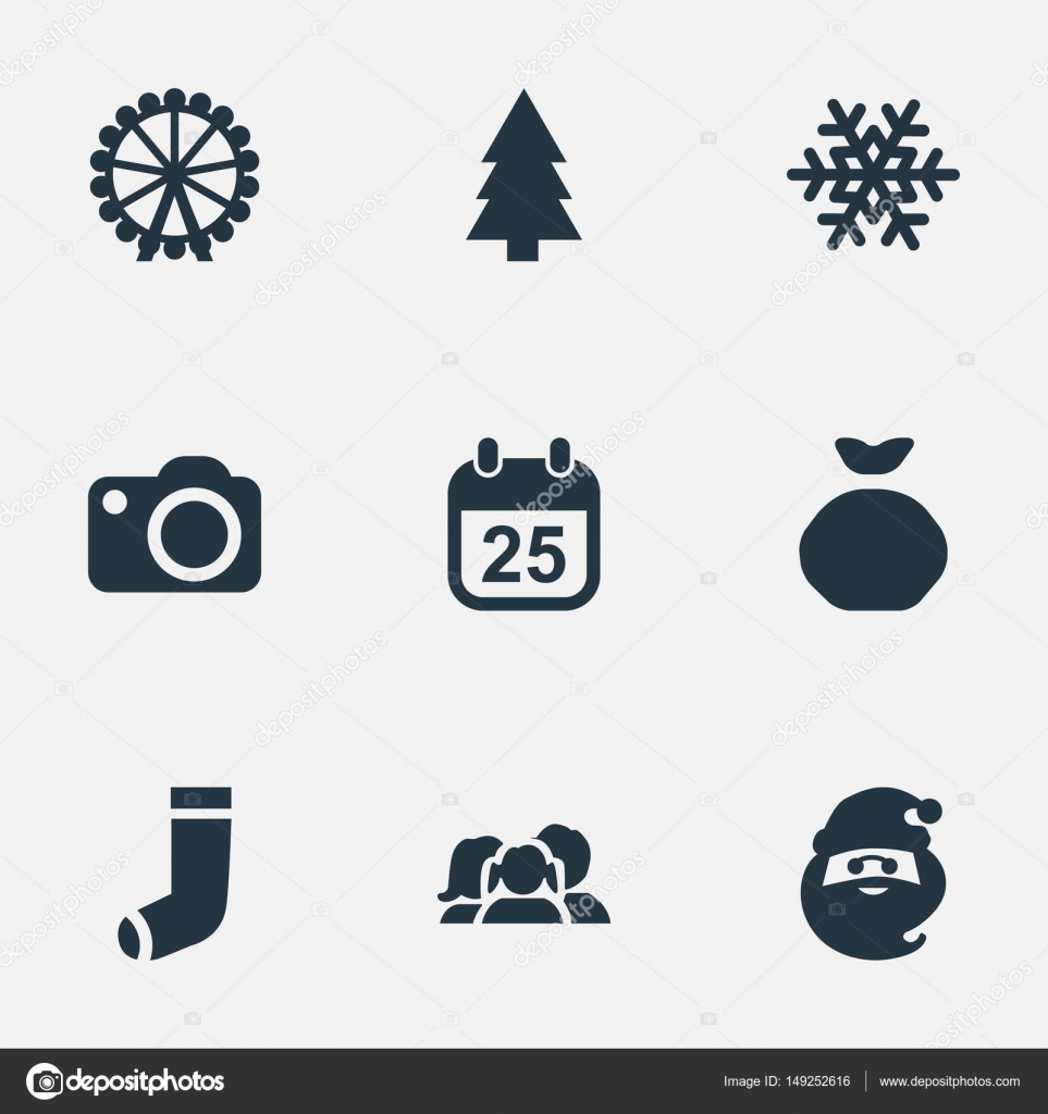 Vector Illustration Set Of Simple Christmas Icons Elements
