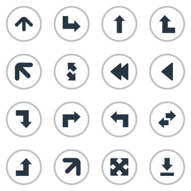 Vektör çizim basit gösterge simgeler kümesi. Öğeleri sol-sağ, yetiştirme-düşüyor, işaretçi ve diğer eş anlamlı dört yön okları, aşağı ve sağa.