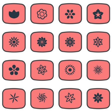 Vektör çizim basit çiçeği simgeler kümesi. Öðeler çiçek, Delphinium, desen ve diğer eş anlamlı Bloom, Delphinium ve çiçek.