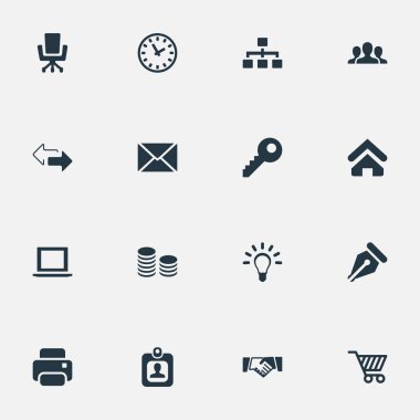 Vektör illüstrasyon iş basit simgeler kümesi. Öğeleri mektup, sabit para, grup ve diğer eş anlamlı izle, mürekkep ve ticaret.