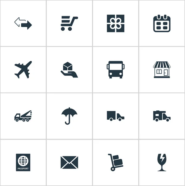 シンプルな渡すアイコンのベクター イラスト セット。要素モール、航空会社、バン、他類義語飛行機モールと議題. — ストックベクタ