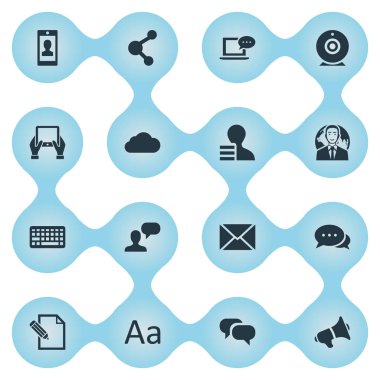 Vektör çizim basit kullanıcı simgeler kümesi. Öğeleri Post, bulutlu, bağımsız değişken ve diğer eş anlamlı hoparlör kazanç ve bulutlu.