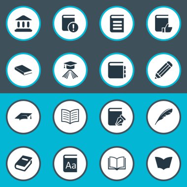 Vektör çizim basit bilgi simgeler kümesi. Öğeleri günlük, alfabe, akademik Cap ve diğer eş önemli, günlük ve tercih.